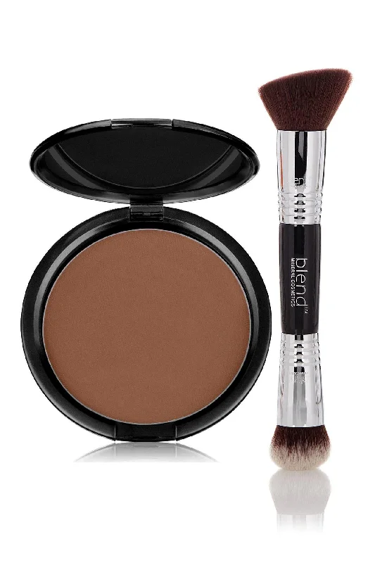 Today's Special Foundation Brown Tone Dark Mineral Pressed Powder & Brush