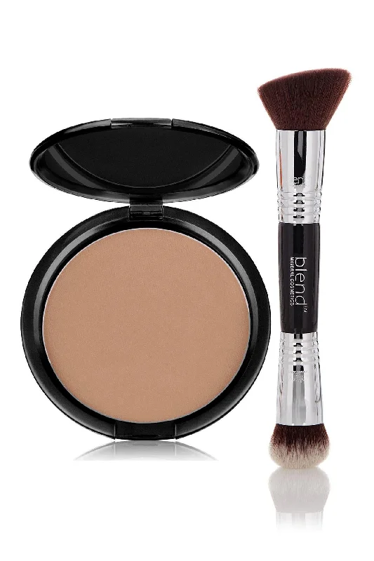 Online Specials Foundation Pink Tone Dark Mineral Pressed Powder & Brush