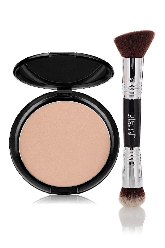 Mega Sale Foundation Pink Tone Light Mineral Pressed Powder & Brush