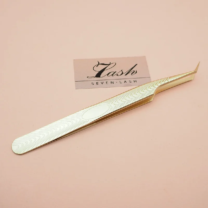 Amazing Deals SG-02 Gold Color Dolphin Curved Tip Tweezers for Professional Eyelash Extension