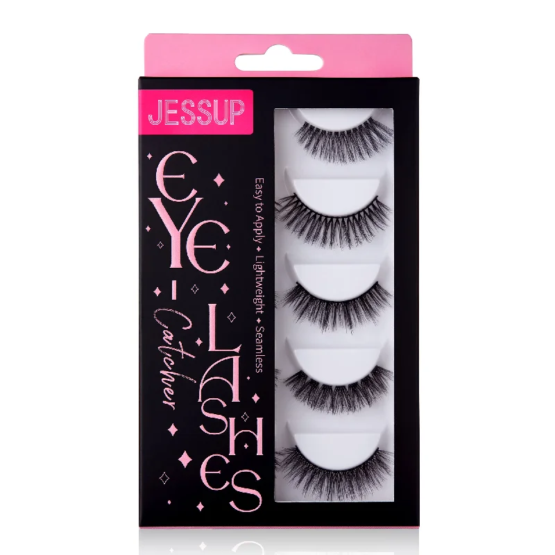 Midnight Madness Jessup False Eyelashes Natural Look Fake Eyelashes 5 Pairs Pack Faux Mink Eyelashes 3D Wispy Fluffy Reusable Fake Lashes, FE503